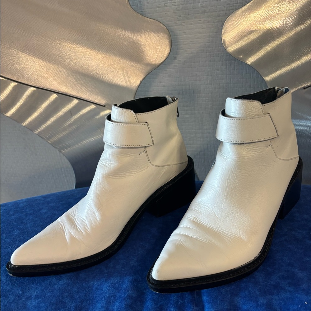 White Leather Ankle Boots